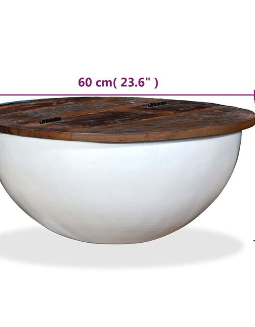 Încărcați imaginea în vizualizatorul Galerie, Măsuță de cafea, alb, lemn masiv reciclat, formă bol Lando - Lando
