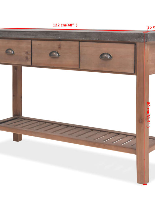 Загрузите изображение в средство просмотра галереи, Masă consolă din lemn masiv de brad, 122x35x80 cm - Lando
