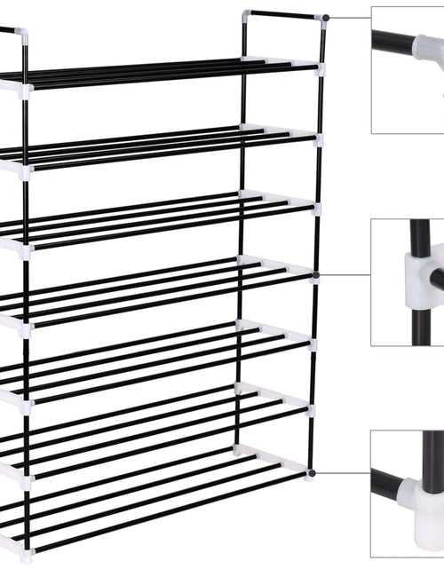 Încărcați imaginea în vizualizatorul Galerie, Raft încălțăminte cu 7 etajere din metal și plastic, negru - Lando

