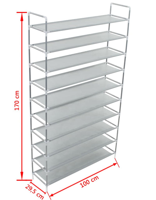 Загрузите изображение в средство просмотра галереи, Raft încălțăminte 10 etajere, metal și textil nețesut, argintiu Lando - Lando
