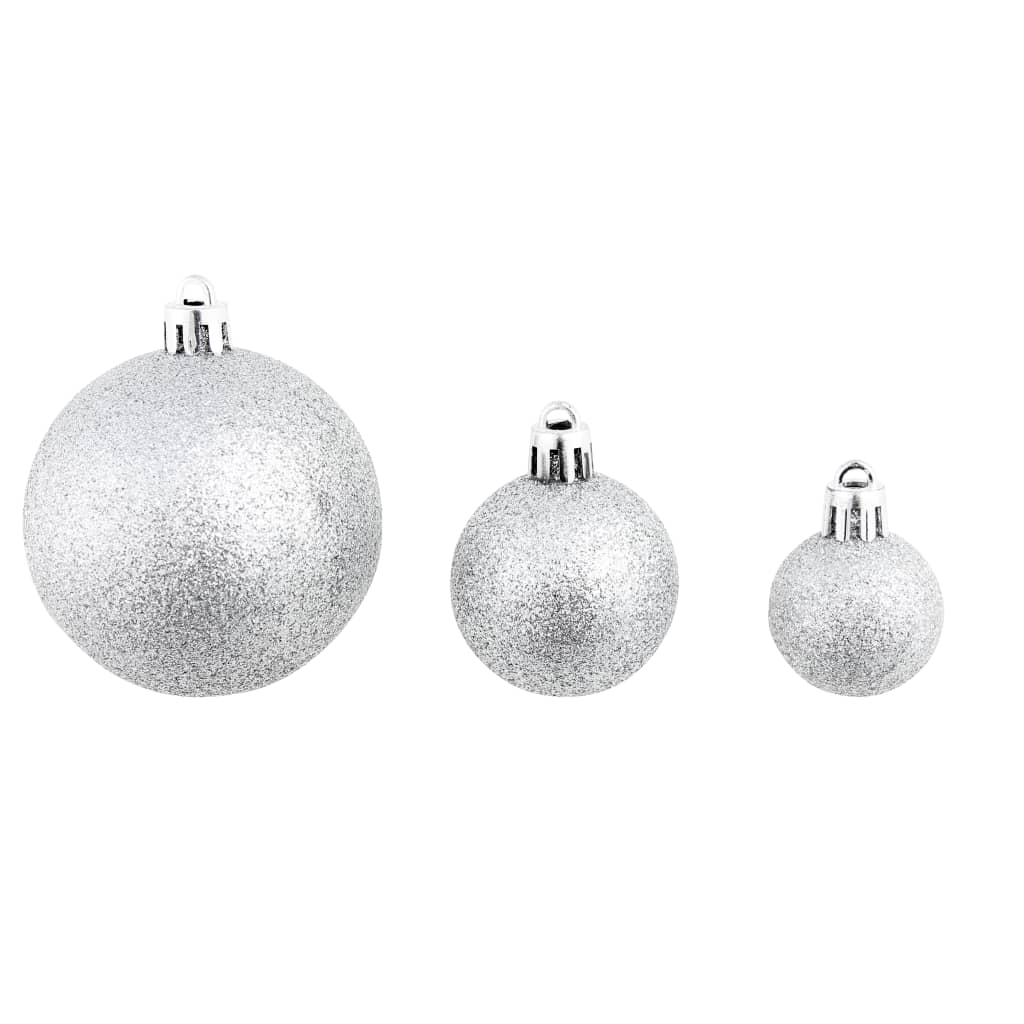 Set globuri de Crăciun 100 de piese, 3/4/6 cm, argintiu Lando - Lando