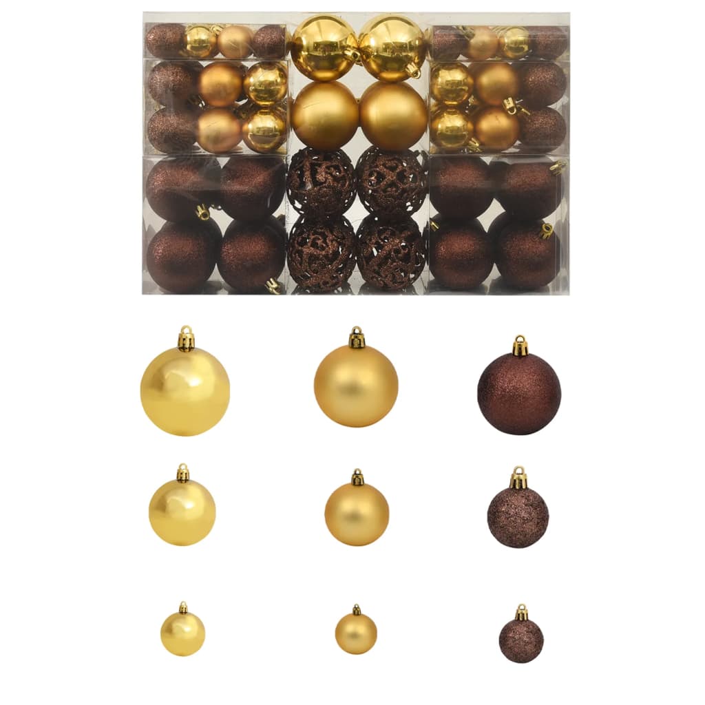 Set globuri de Crăciun 100 buc. 3/4/6 cm, maro/bronz/auriu Lando - Lando
