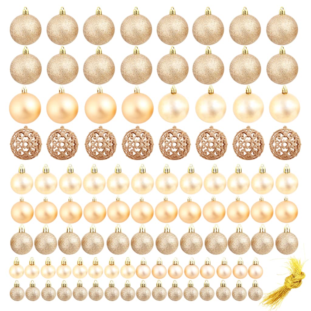 Set globuri de Crăciun 100 de piese 3/4/6 cm, trandafiriu/auriu Lando - Lando