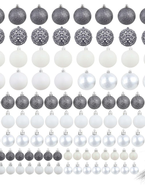 Încărcați imaginea în vizualizatorul Galerie, Set globuri de Crăciun 100 de piese, 3/4/6 cm, alb/gri. Lando - Lando
