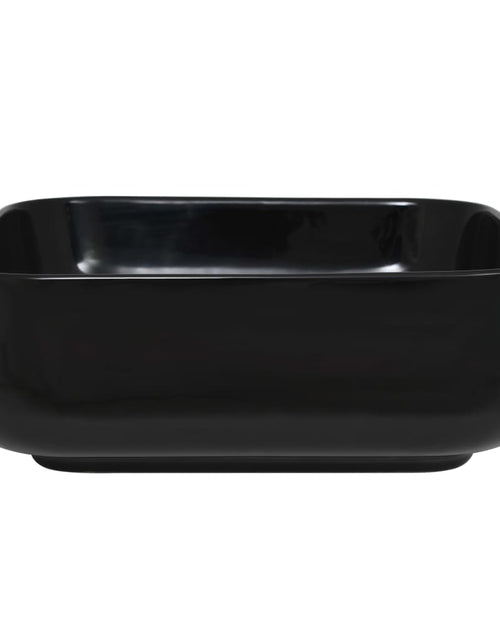 Încărcați imaginea în vizualizatorul Galerie, Chiuvetă de baie din ceramică, pătrată, negru, 38x38x13,5 cm Lando - Lando
