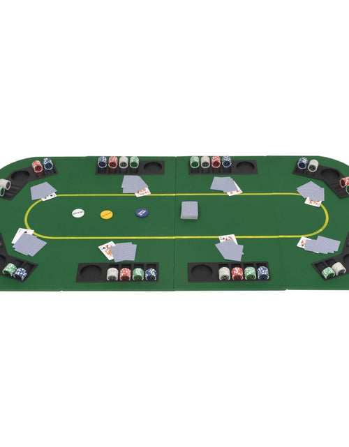Загрузите изображение в средство просмотра галереи, Blat masă poker 8 jucători, pliabil în 4, dreptunghiular, verde - Lando
