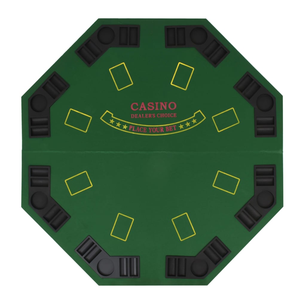 Masă poker pliabilă în două părți, 8 jucători, octogonal Verde - Lando