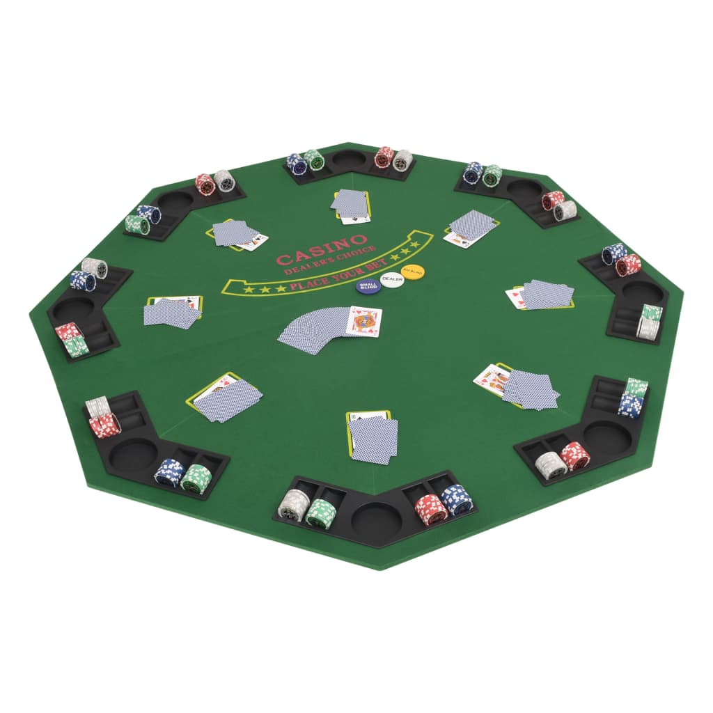 Masă poker pliabilă în două părți, 8 jucători, octogonal Verde - Lando