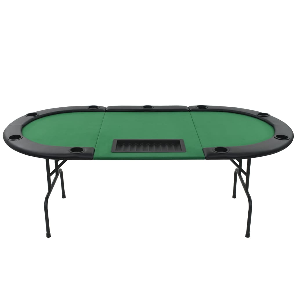 Masă de poker pliabilă în 3, pentru 9 jucători, oval, Verde - Lando