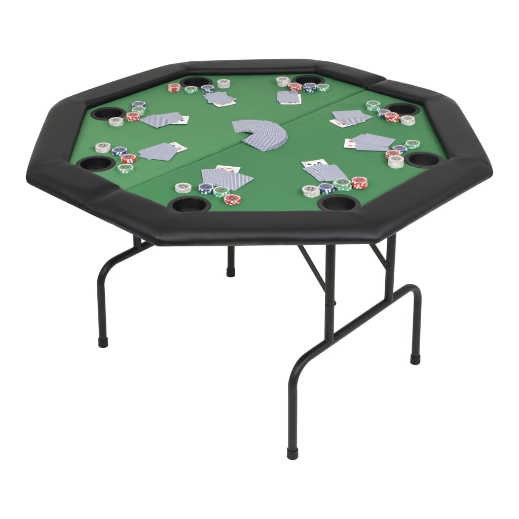 Masă poker pliabilă în două părți, 8 jucători, octogonal, Verde - Lando