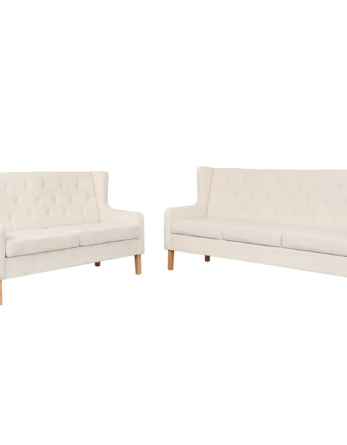 Încărcați imaginea în vizualizatorul Galerie, Set de canapele 2 piese, alb crem, material textil - Lando

