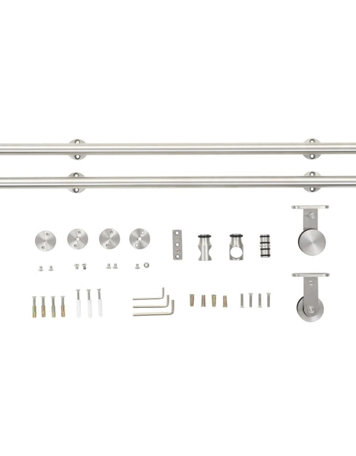 Загрузите изображение в средство просмотра галереи, Set piese pentru ușă glisantă, argintiu, 183 cm oțel inoxidabil - Lando
