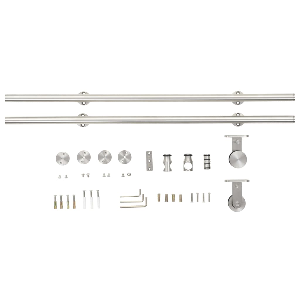 Set piese pentru ușă glisantă, argintiu, 183 cm oțel inoxidabil - Lando