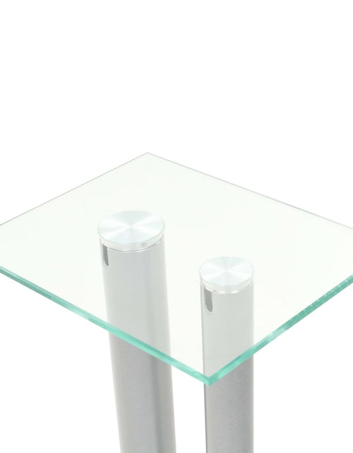 Încărcați imaginea în vizualizatorul Galerie, Standuri boxe 2 buc., sticlă călită, design coloană, argintiu - Lando
