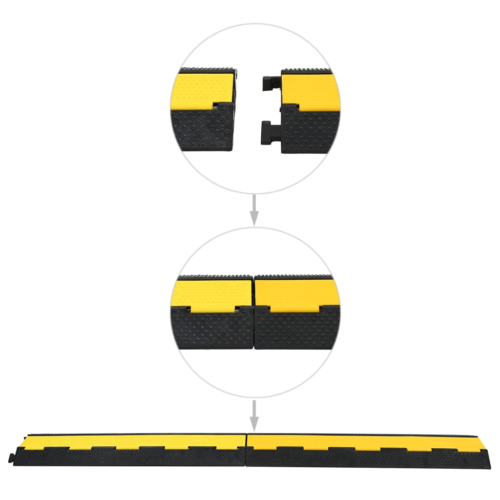 Rampă de protecție cabluri, 4 buc., 2 canale, cauciuc 101,5 cm Lando - Lando