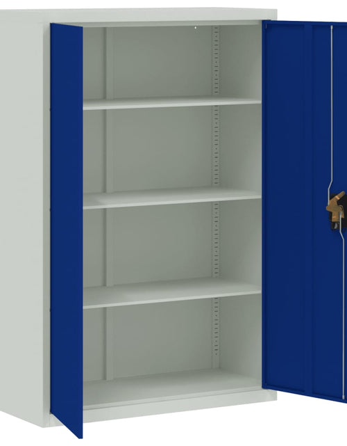Încărcați imaginea în vizualizatorul Galerie, Dulap de birou, metal, 90 x 40 x 140 cm, gri și albastru - Lando
