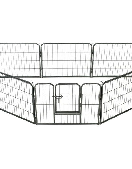 Загрузите изображение в средство просмотра галереи, Țarc pentru câini, 8 panouri, oțel, 80x60 cm, negru Lando - Lando
