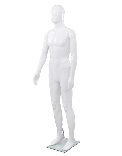 Загрузите изображение в средство просмотра галереи, Corp manechin masculin, cu suport din sticlă, alb lucios 185 cm Lando - Lando
