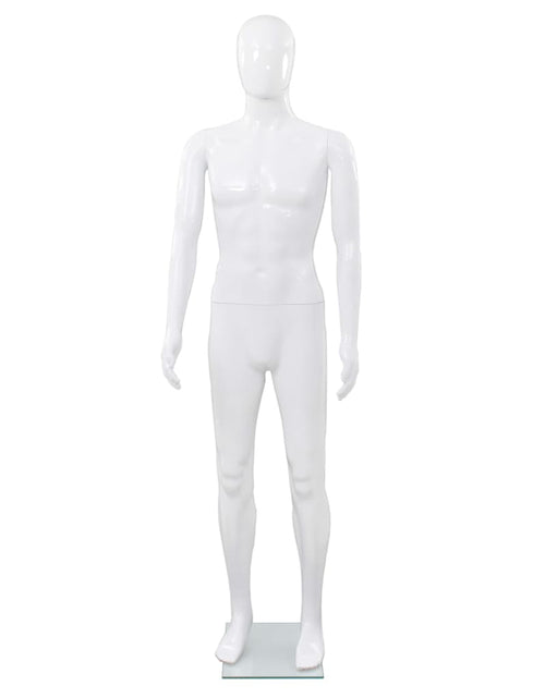 Загрузите изображение в средство просмотра галереи, Corp manechin masculin, cu suport din sticlă, alb lucios 185 cm Lando - Lando
