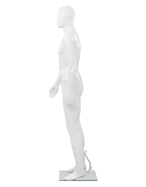 Încărcați imaginea în vizualizatorul Galerie, Corp manechin masculin, cu suport din sticlă, alb lucios 185 cm Lando - Lando
