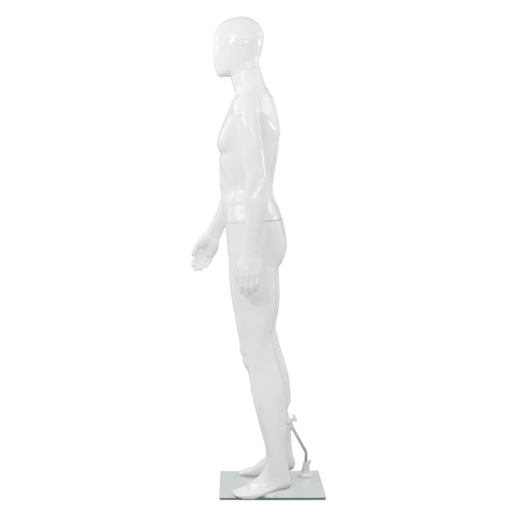 Corp manechin masculin, cu suport din sticlă, alb lucios 185 cm Lando - Lando
