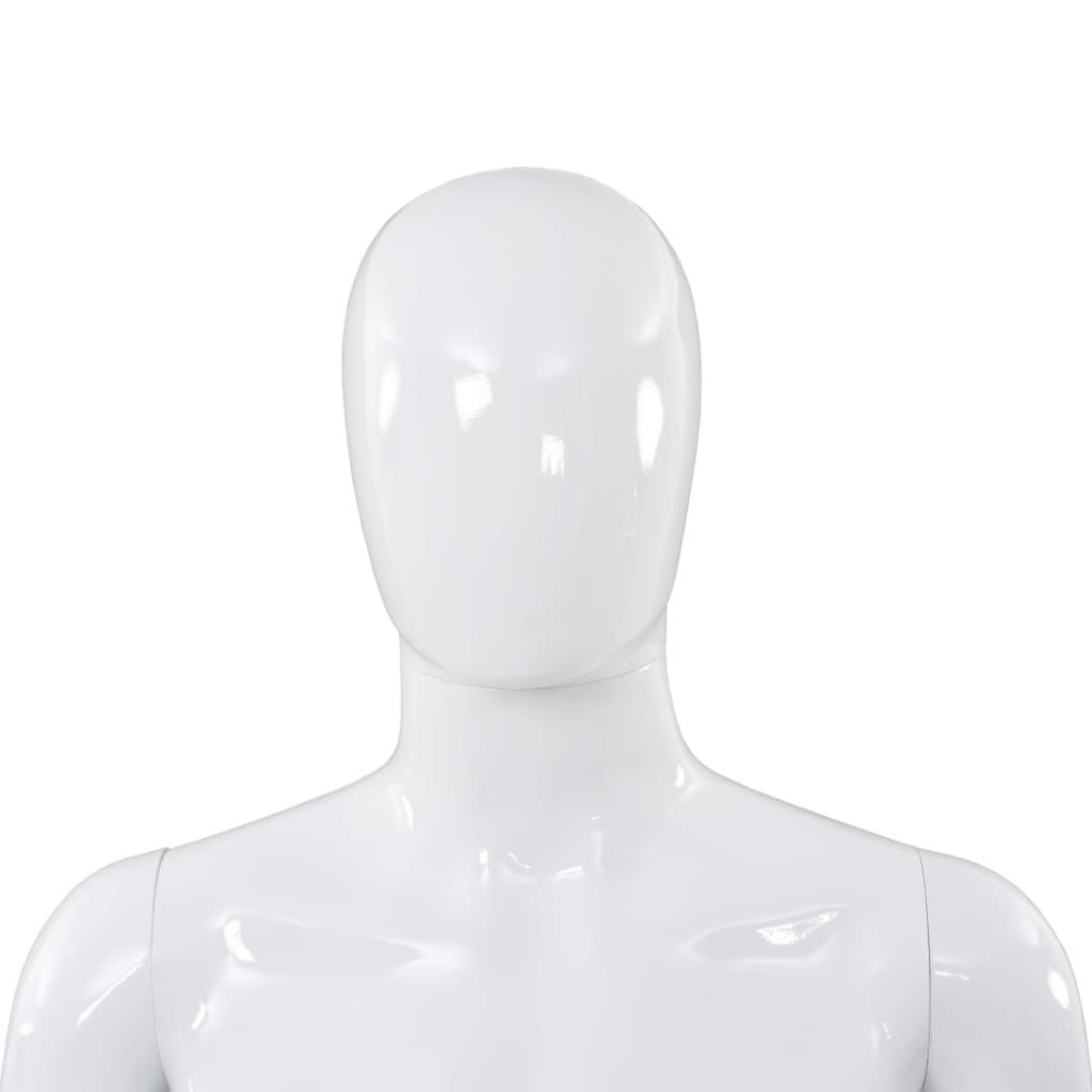 Corp manechin masculin, cu suport din sticlă, alb lucios 185 cm Lando - Lando