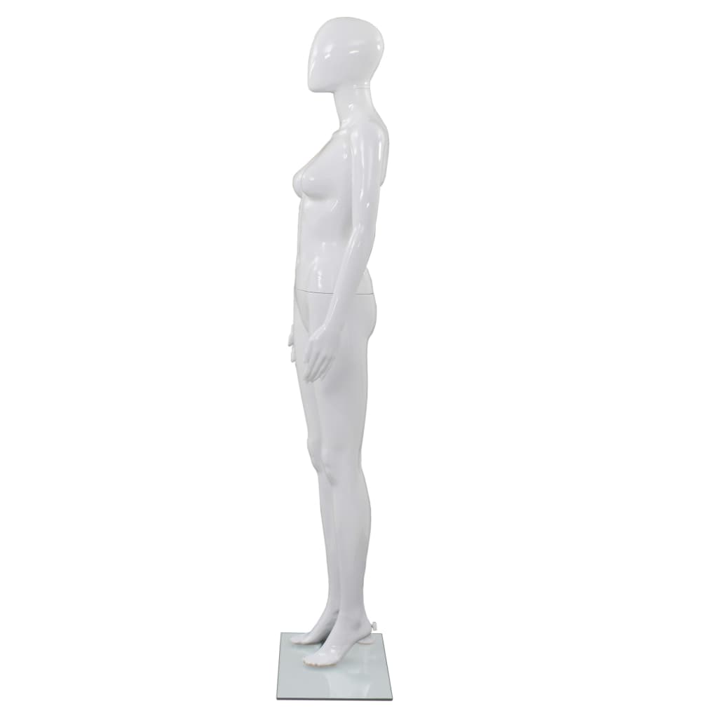 Corp manechin feminin, cu suport din sticlă, alb lucios, 175 cm Lando - Lando