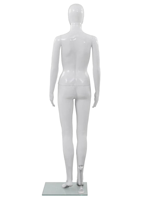 Загрузите изображение в средство просмотра галереи, Corp manechin feminin, cu suport din sticlă, alb lucios, 175 cm Lando - Lando
