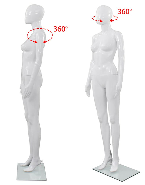 Încărcați imaginea în vizualizatorul Galerie, Corp manechin feminin, cu suport din sticlă, alb lucios, 175 cm Lando - Lando
