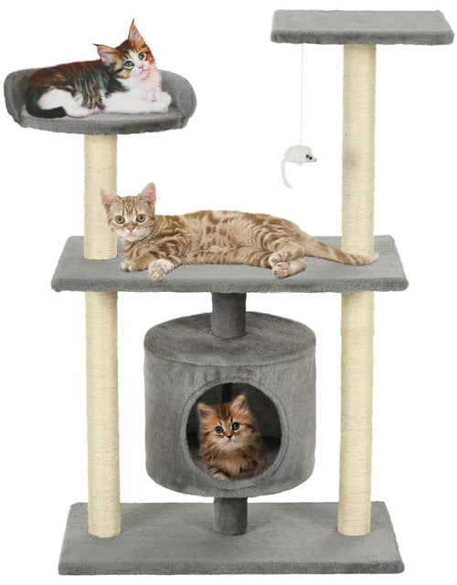 Încărcați imaginea în vizualizatorul Galerie, Ansamblu pentru pisici cu stâlpi din funie de sisal, 95 cm Gri Lando - Lando
