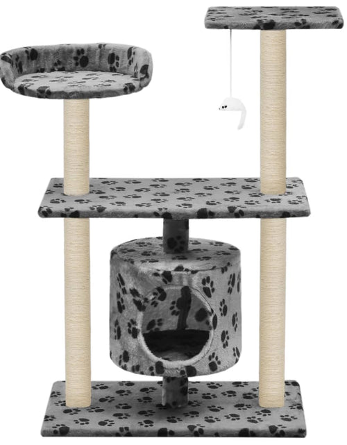 Încărcați imaginea în vizualizatorul Galerie, Ansamblu pisici, stâlpi funie sisal, 95 cm imprimeu lăbuțe Gri Lando - Lando
