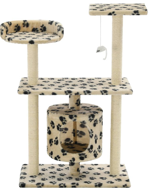 Încărcați imaginea în vizualizatorul Galerie, Ansamblu pisici, stâlpi funie sisal, 95 cm imprimeu lăbuțe Bej Lando - Lando
