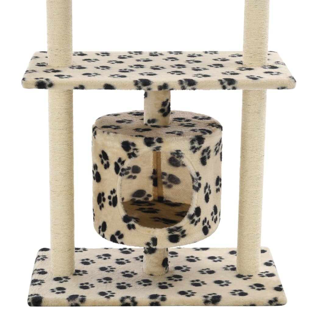 Ansamblu pisici, stâlpi funie sisal, 95 cm imprimeu lăbuțe Bej Lando - Lando
