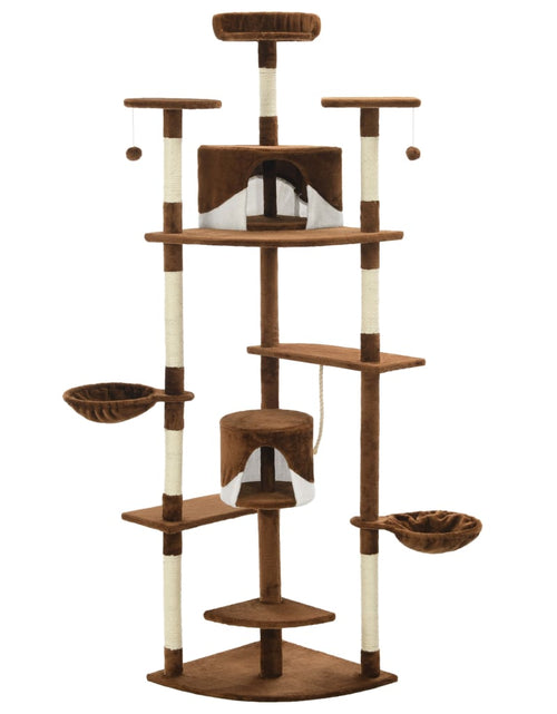 Încărcați imaginea în vizualizatorul Galerie, Ansamblu pisici cu stâlpi din funie de sisal 203 cm Maro și Alb - Lando
