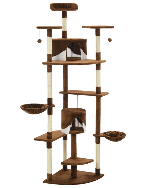 Încărcați imaginea în vizualizatorul Galerie, Ansamblu pisici cu stâlpi din funie de sisal 203 cm Maro și Alb - Lando
