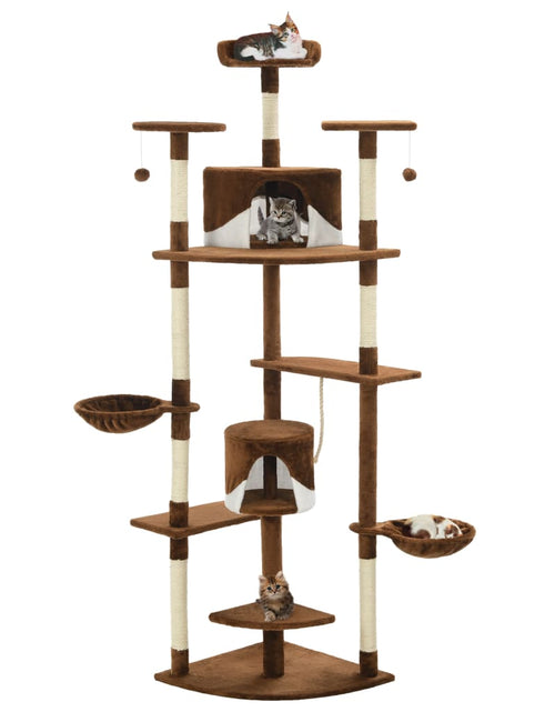 Загрузите изображение в средство просмотра галереи, Ansamblu pisici cu stâlpi din funie de sisal 203 cm Maro și Alb - Lando
