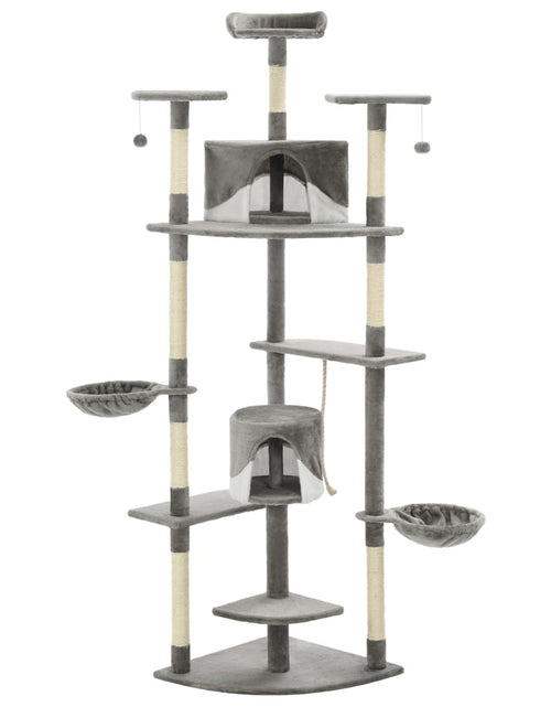 Încărcați imaginea în vizualizatorul Galerie, Ansamblu pisici cu stâlpi din funie de sisal 203 cm, Gri și Alb Lando - Lando
