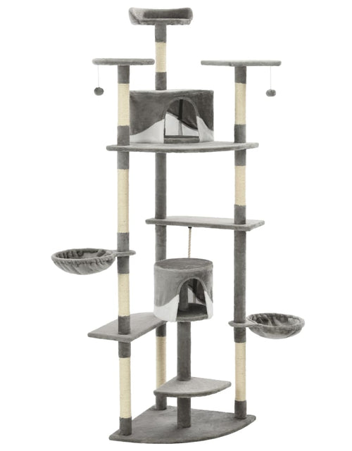 Загрузите изображение в средство просмотра галереи, Ansamblu pisici cu stâlpi din funie de sisal 203 cm, Gri și Alb Lando - Lando
