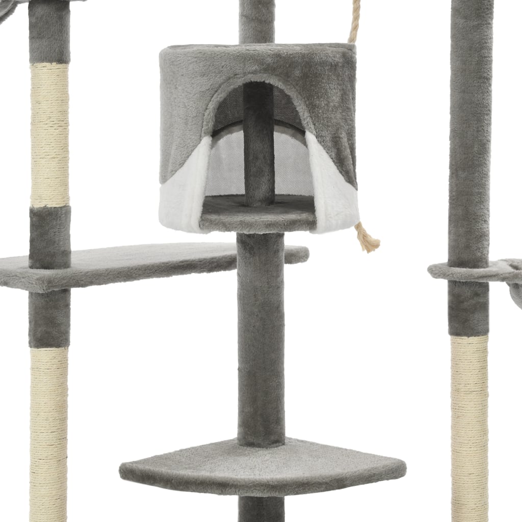 Ansamblu pisici cu stâlpi din funie de sisal 203 cm, Gri și Alb Lando - Lando