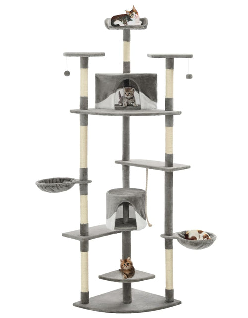 Încărcați imaginea în vizualizatorul Galerie, Ansamblu pisici cu stâlpi din funie de sisal 203 cm, Gri și Alb Lando - Lando
