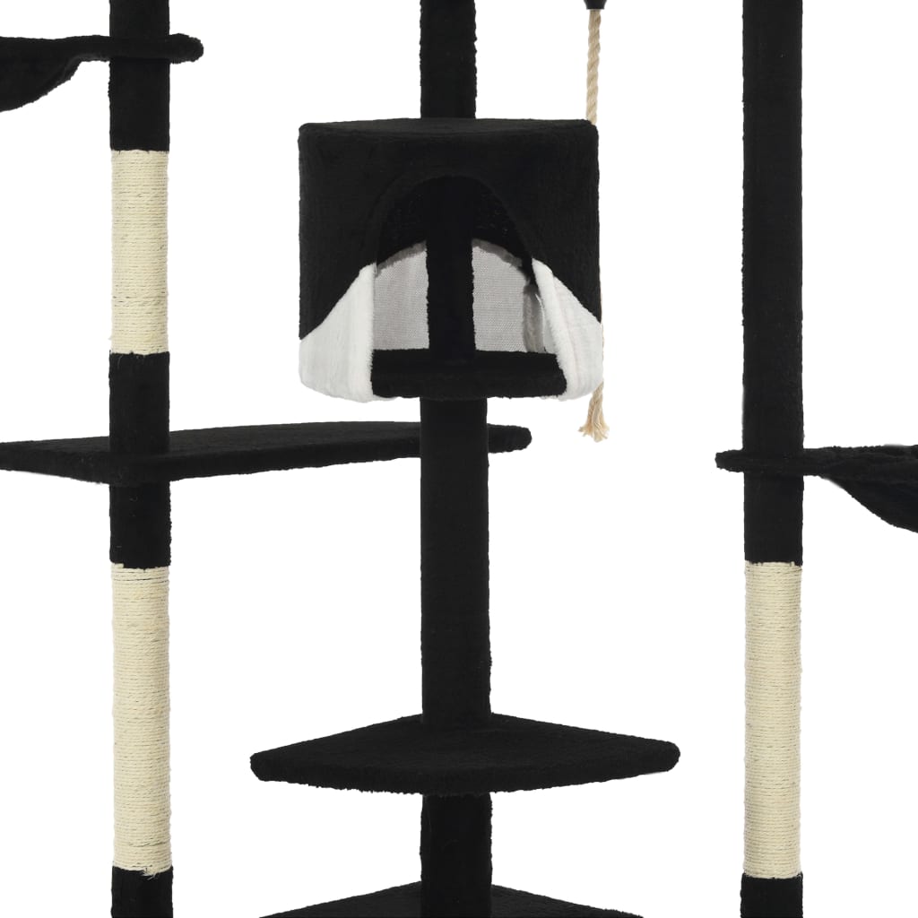 Ansamblu pisici, stâlpi din funie de sisal 203 cm Negru și alb - Lando