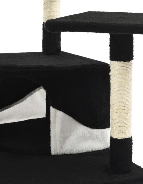 Încărcați imaginea în vizualizatorul Galerie, Ansamblu pisici, stâlpi din funie de sisal 203 cm Negru și alb - Lando
