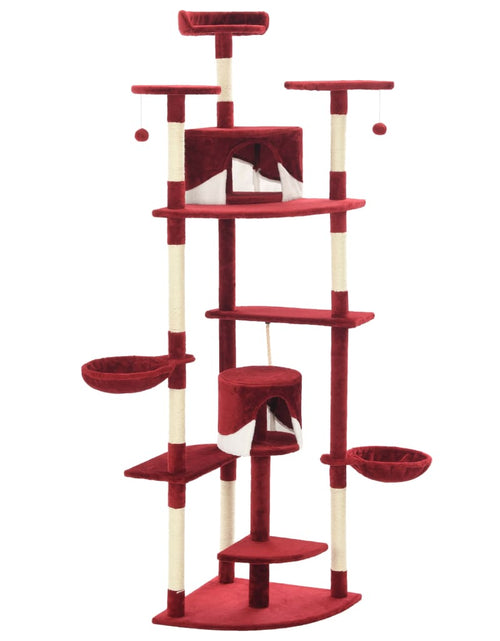 Încărcați imaginea în vizualizatorul Galerie, Ansamblu pisici, stâlpi din funie de sisal 203 cm Roșu și Alb - Lando
