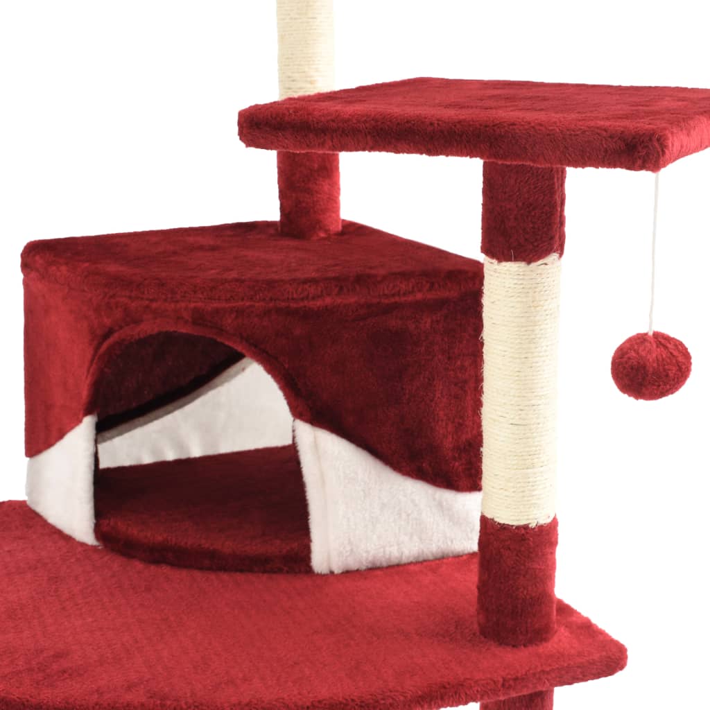 Ansamblu pisici, stâlpi din funie de sisal 203 cm Roșu și Alb - Lando