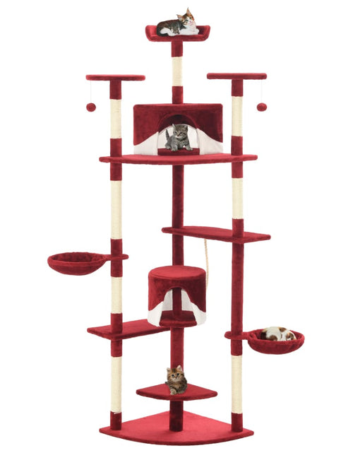 Încărcați imaginea în vizualizatorul Galerie, Ansamblu pisici, stâlpi din funie de sisal 203 cm Roșu și Alb - Lando
