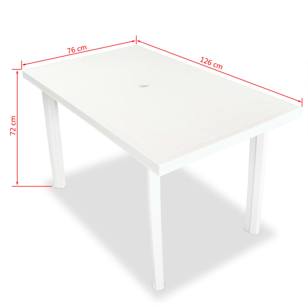 Set mobilier de exterior, 7 piese, alb, plastic - Lando