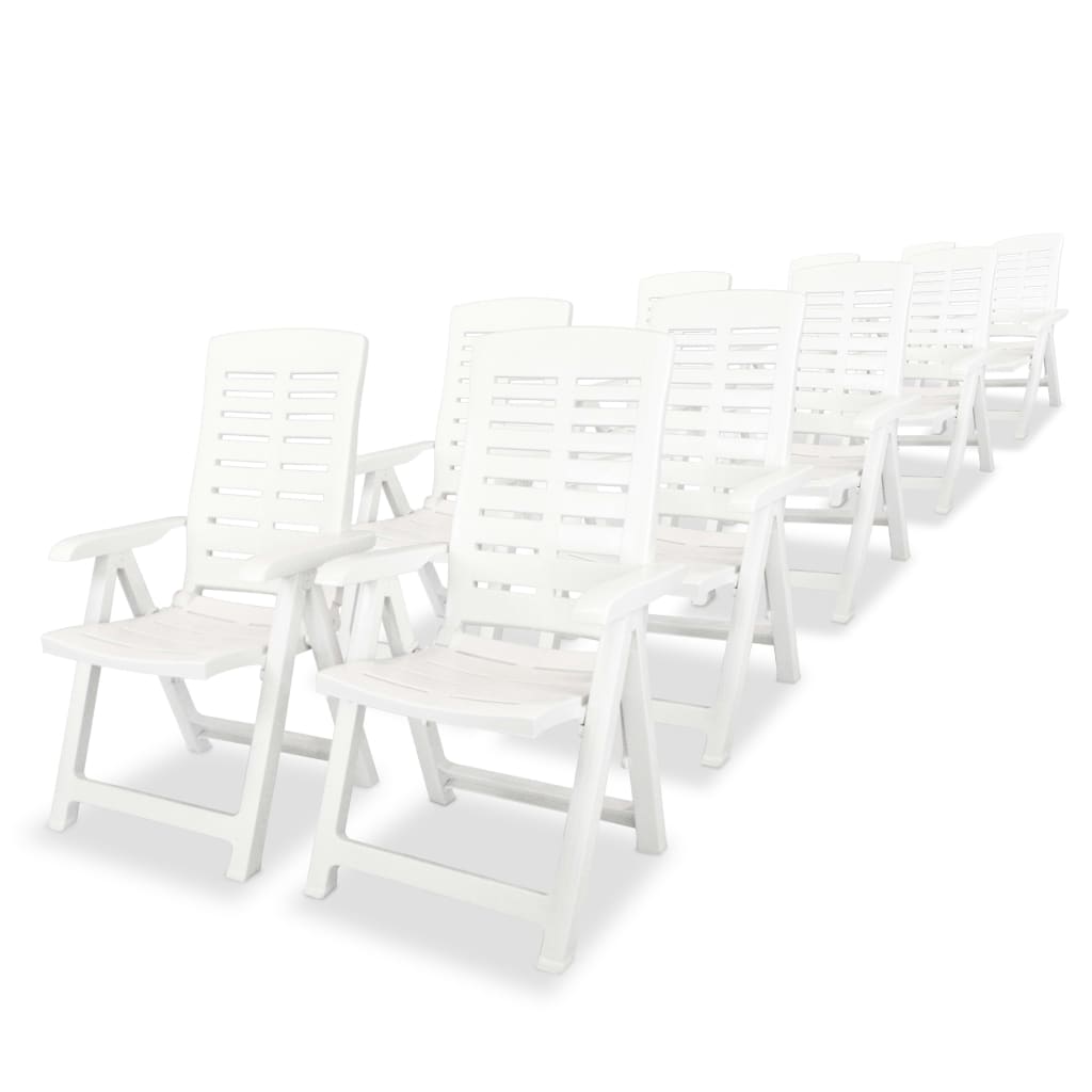 Set mobilier de exterior, 11 piese, alb, plastic - Lando