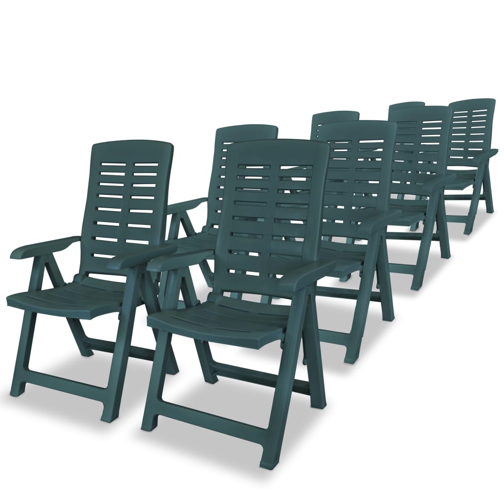 Set mobilier de exterior, 9 piese, verde, plastic - Lando