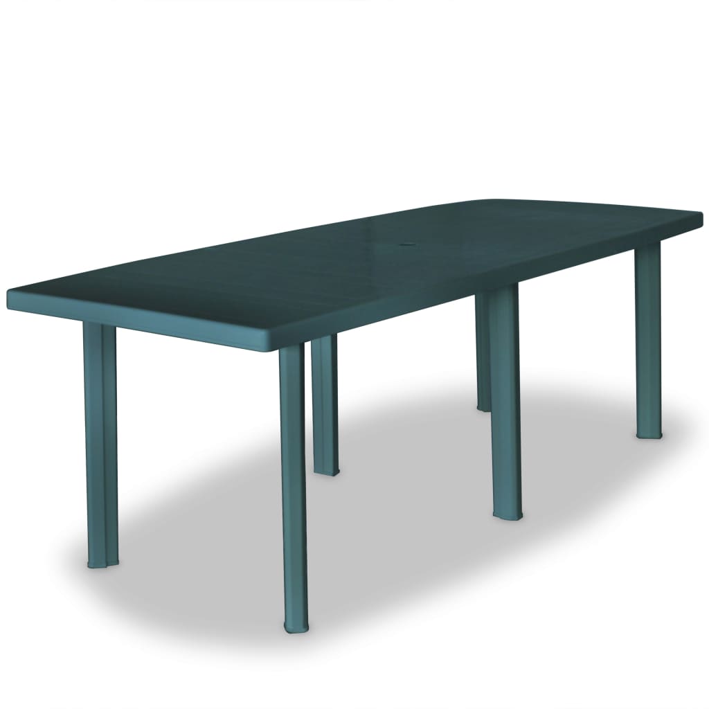 Set mobilier de exterior, 11 piese, verde, plastic - Lando