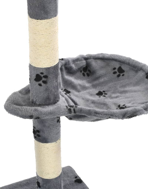 Încărcați imaginea în vizualizatorul Galerie, Ansamblu pisici stâlpi funie sisal, 138 cm imprimeu lăbuțe, gri Lando - Lando
